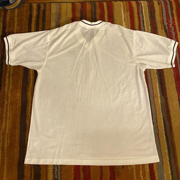 Vintage 90s Nike White Tag Swoosh Mesh Breathable White Ringer Tee Shirt size XL - Picture 4 of 4